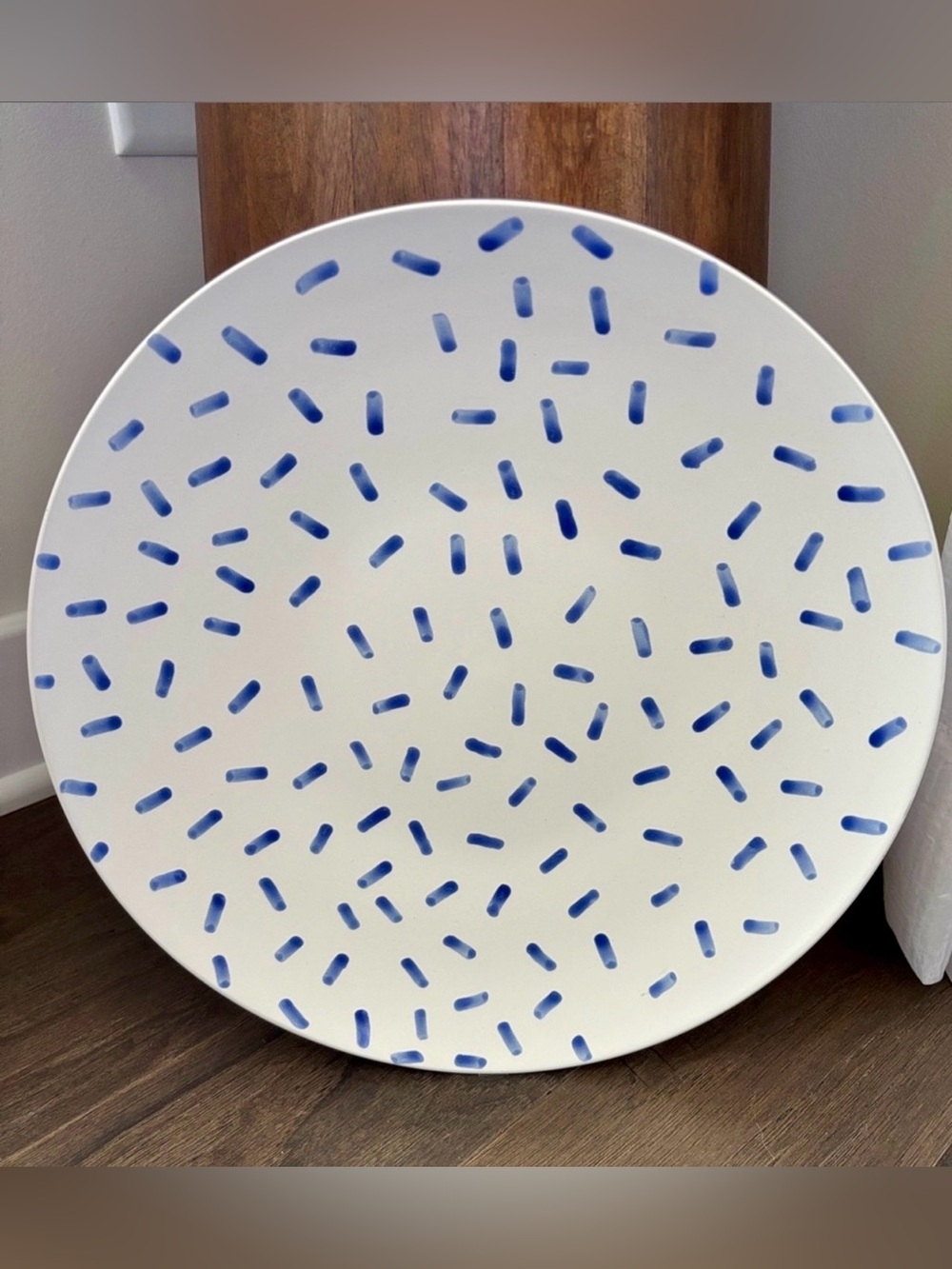 Kirkland’s Home Blue splash sprinkles,serving platterdishwasher,microwave safe